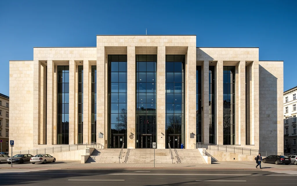 Façade du registre judiciaire KRS et tribunal de commerce à Varsovie en Pologne